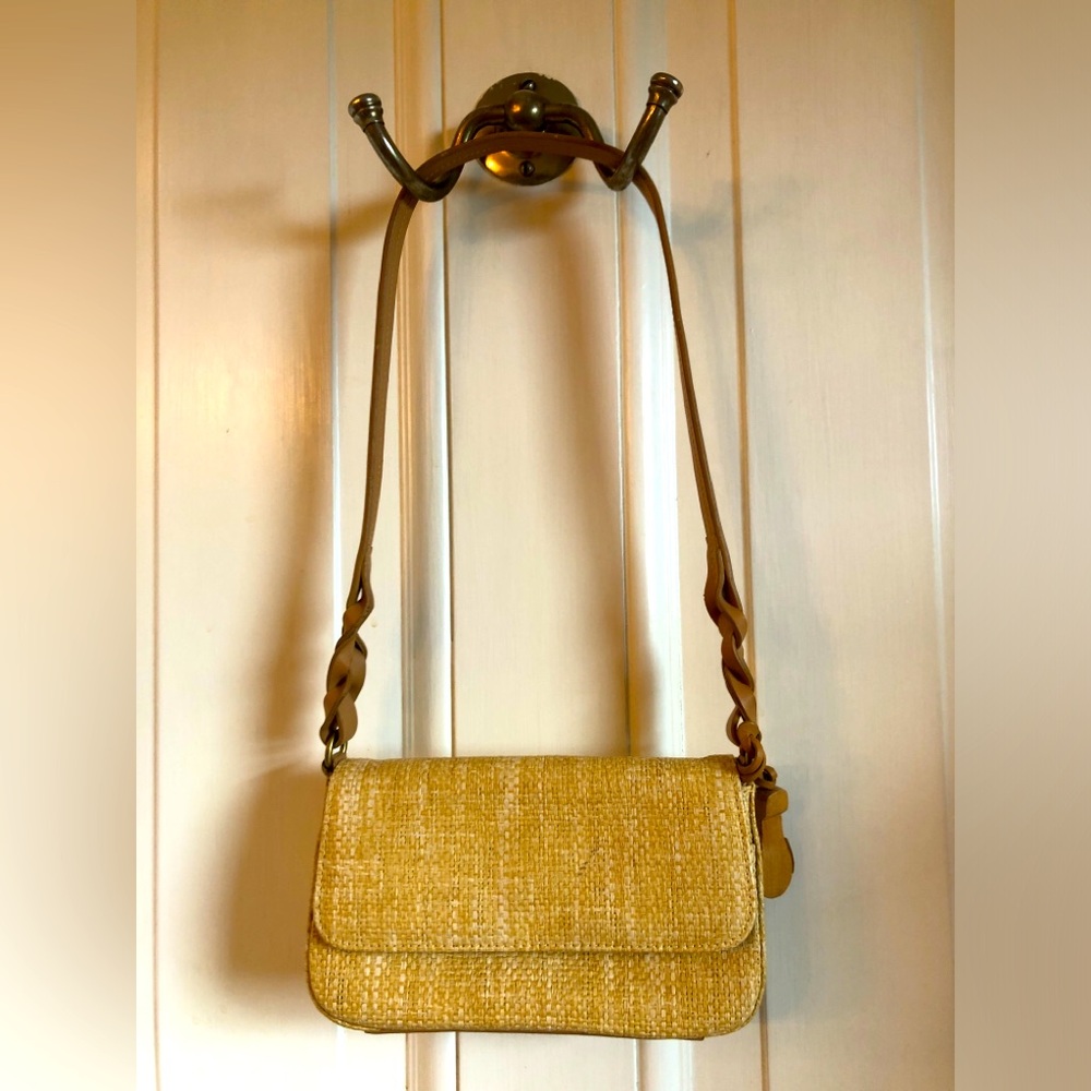 Etienne Aigner small shoulder bag, faux leather and rafia